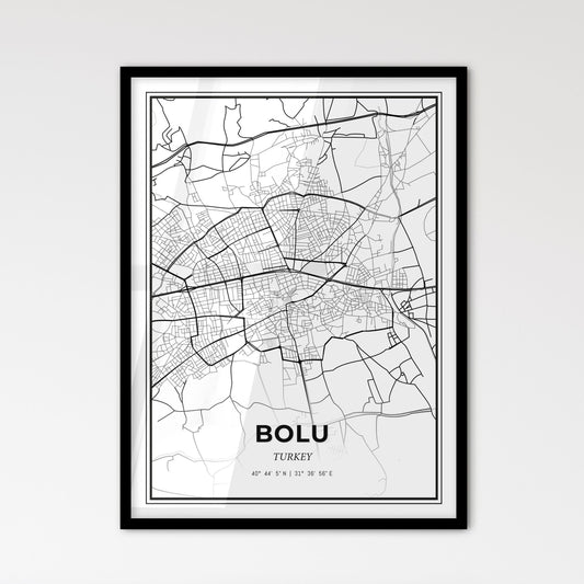 Bolu Turkey - Scandinavian Style City Map for Modern Home Decor