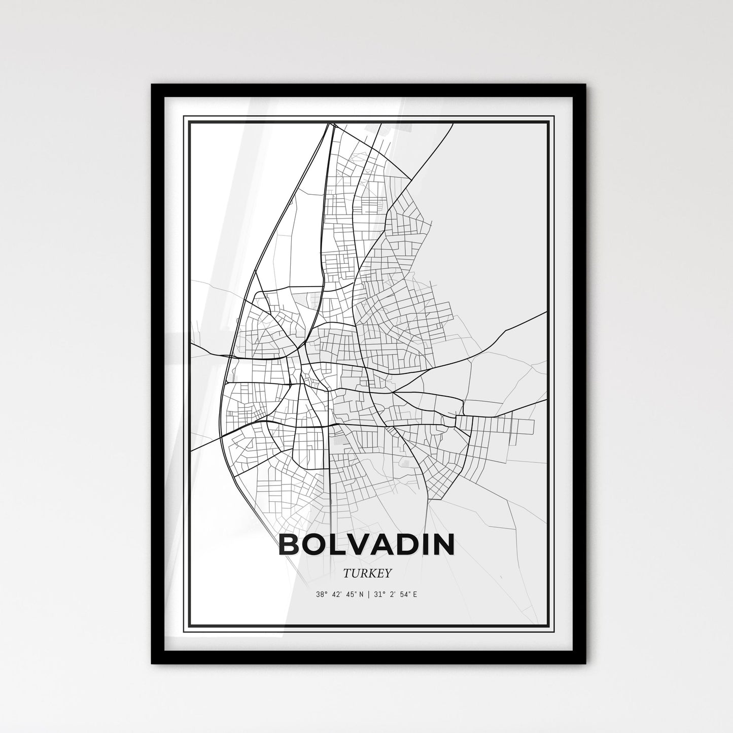 Bolvadin Turkey - Scandinavian Style City Map for Modern Home Decor