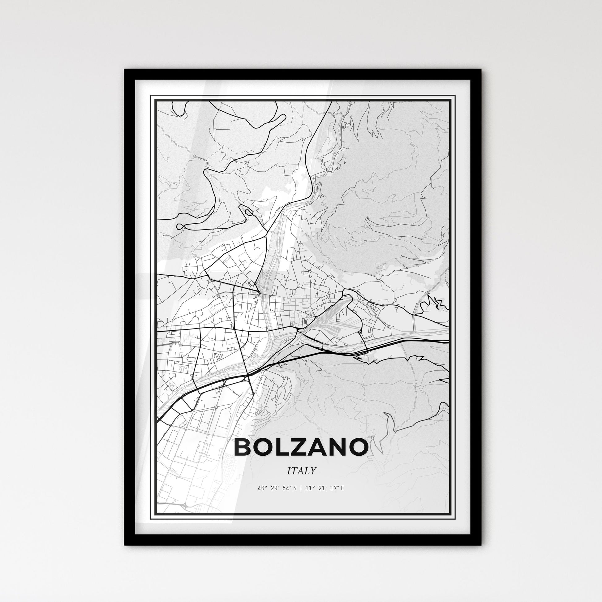 Bolzano Italy - Scandinavian Style City Map for Modern Home Decor