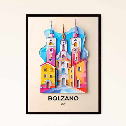 Vivid Bolzano, Italy - a colorful city with a church and a rainbow colored building