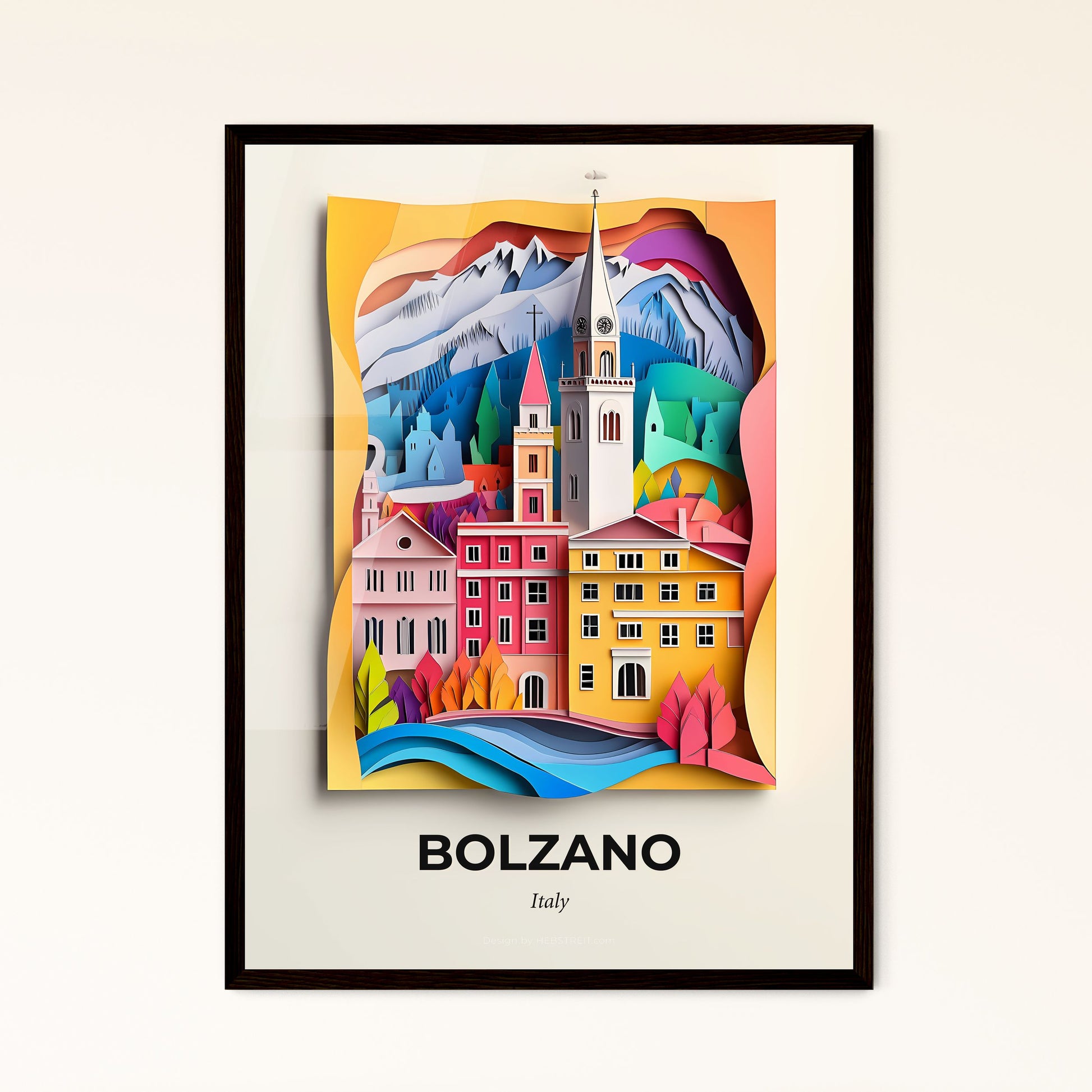 Vivid Bolzano, Italy - a paper cut of a city with a clock tower