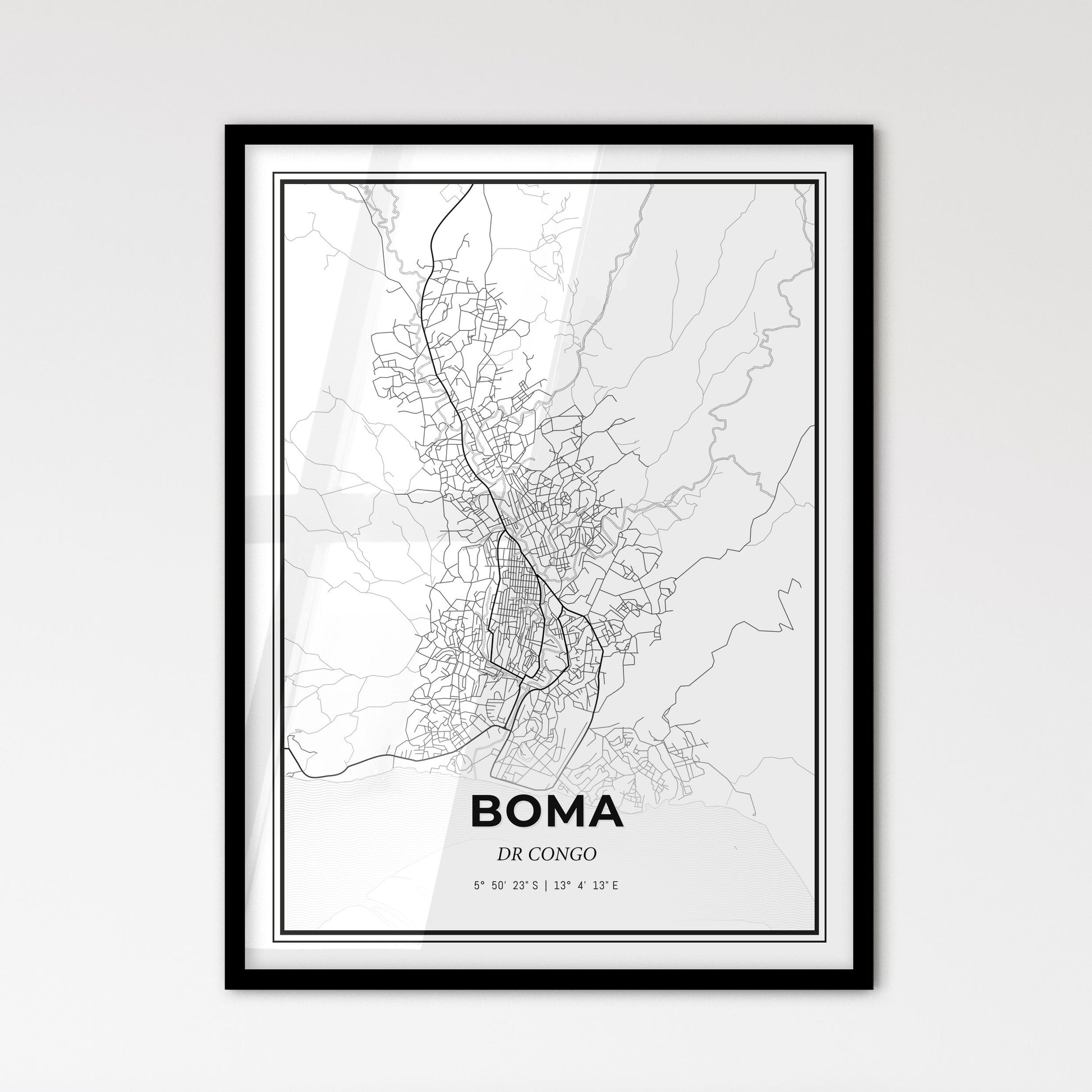 Boma DR Congo - Scandinavian Style City Map for Modern Home Decor