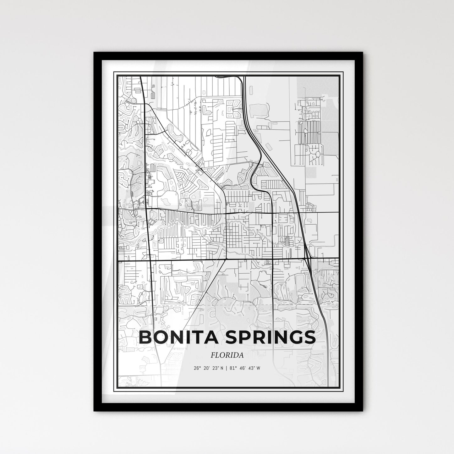 Bonita Springs Florida - Scandinavian Style City Map for Modern Home Decor