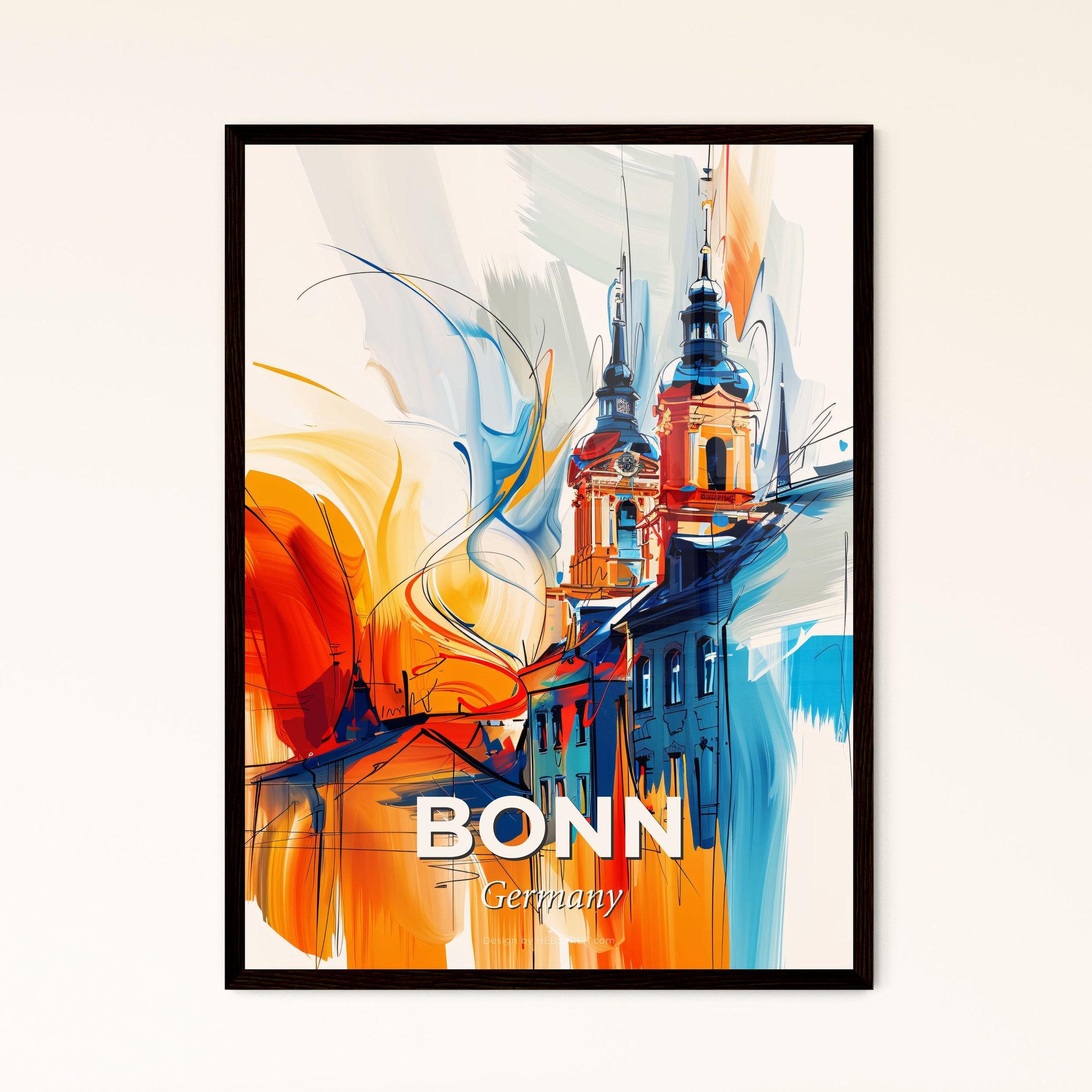 Vibrant Bonn, Germany - A Painting Of A Building With A Tower