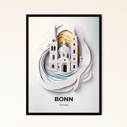 Vivid Bonn, Germany - a paper cut of a church with a clock on it