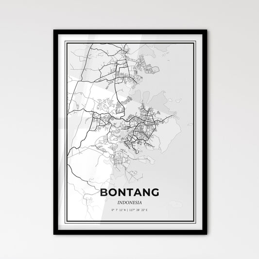 Bontang Indonesia - Scandinavian Style City Map for Modern Home Decor