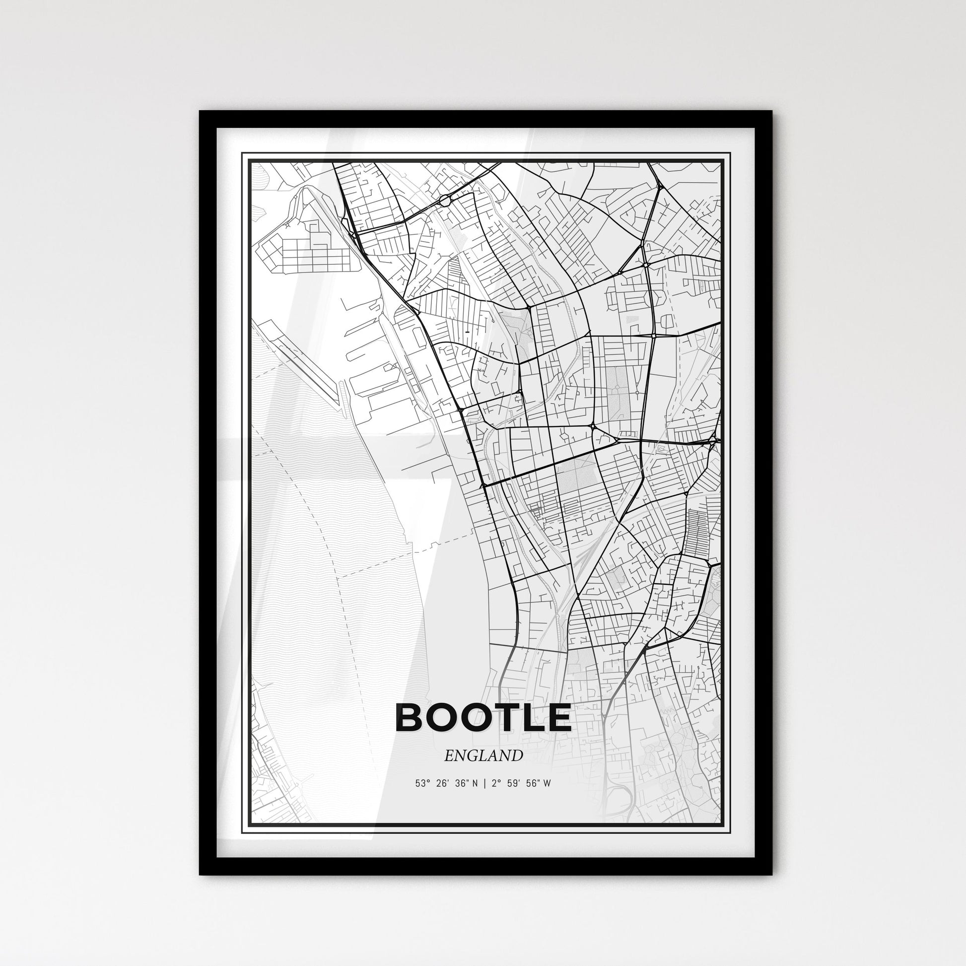 Bootle England - Scandinavian Style City Map for Modern Home Decor