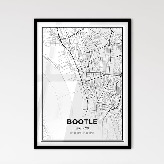 Bootle England - Scandinavian Style City Map for Modern Home Decor