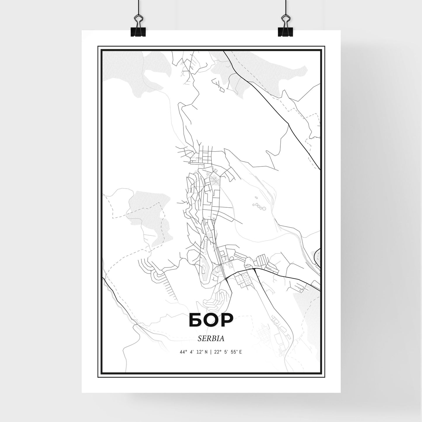 Bor Serbia - Premium City Map Poster