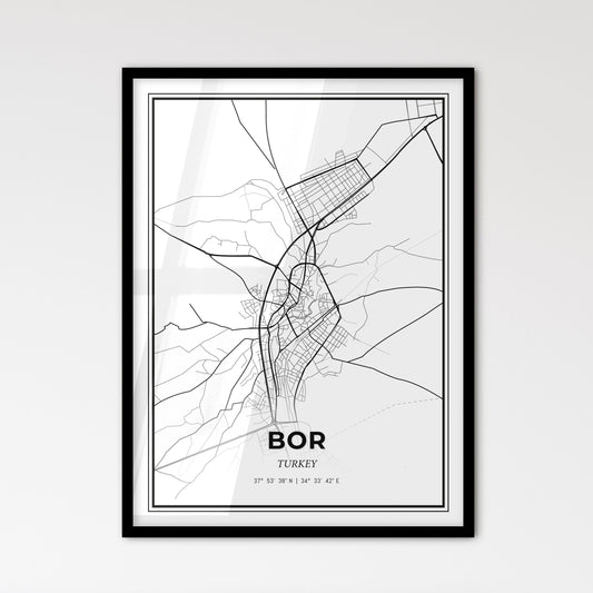 Bor Turkey - Scandinavian Style City Map for Modern Home Decor