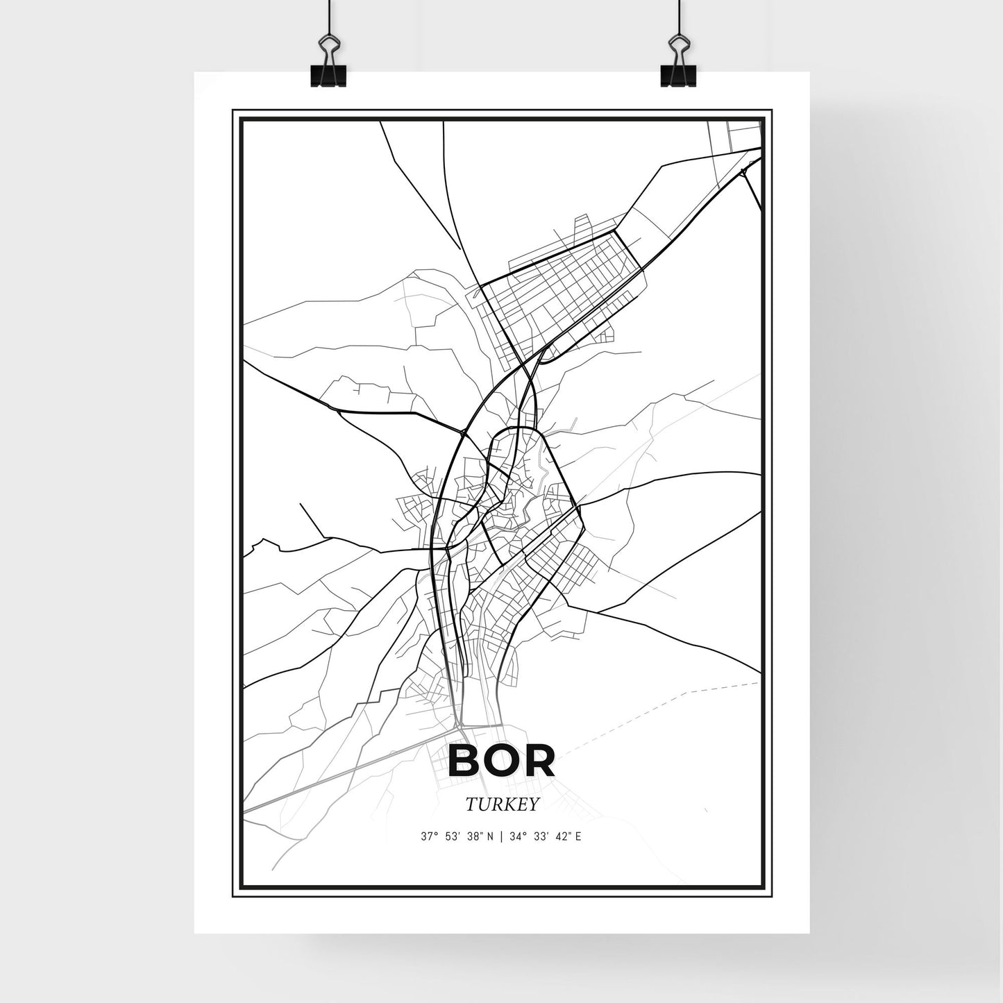 Bor Turkey - Premium City Map Poster