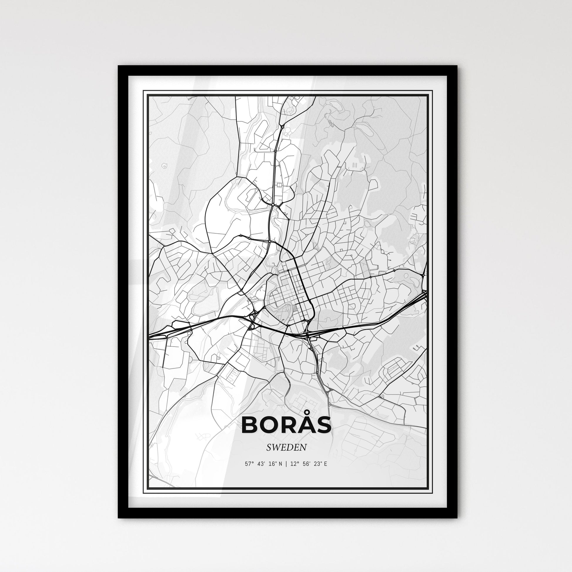 Borås Sweden - Scandinavian Style City Map for Modern Home Decor