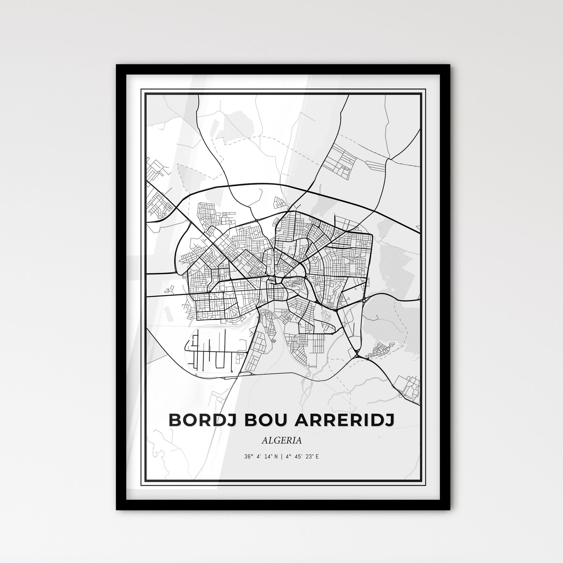 Bordj Bou Arreridj Algeria - Scandinavian Style City Map for Modern Home Decor