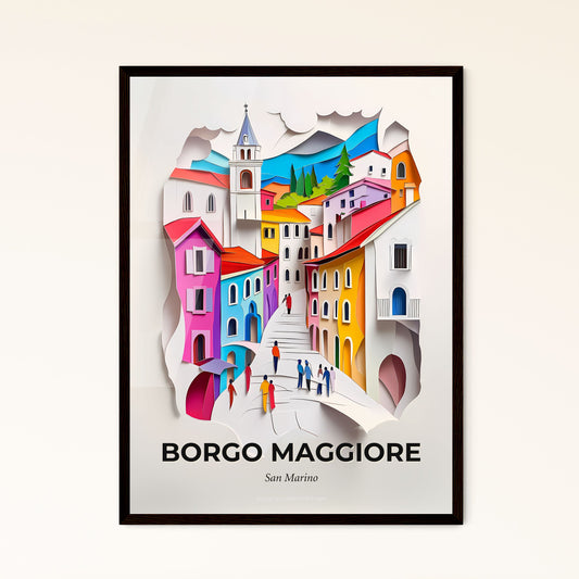 Vivid Borgo Maggiore, San Marino, Papercut Print