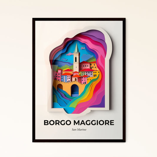Vivid Borgo Maggiore, San Marino, Papercut Print