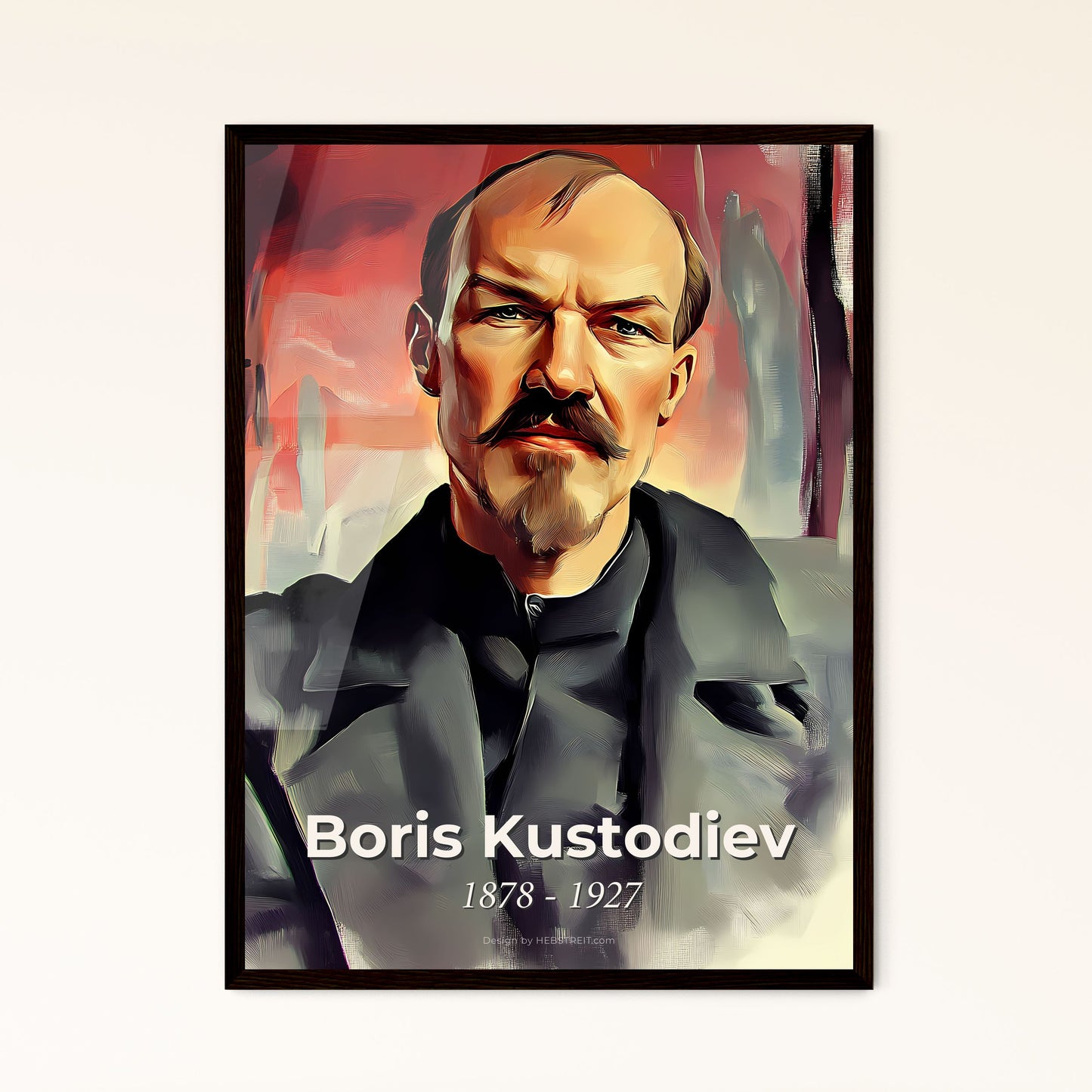 Portrait of Boris Kustodiev, 1878 - 1927. Impressionistic painting of a man with a mustache.