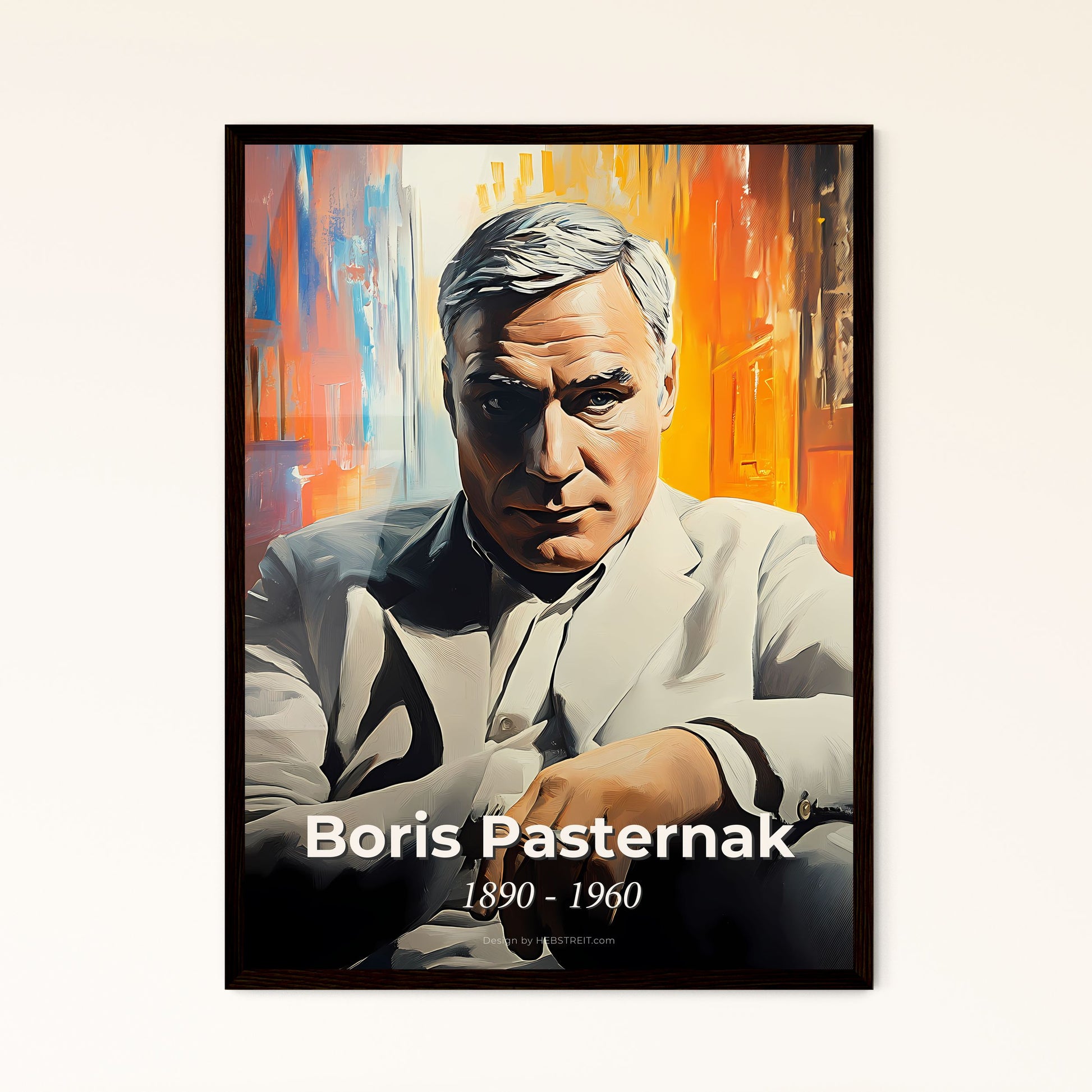 Portrait of Boris Pasternak, 1890 - 1960. Impressionistic painting of a man sitting in a chair.