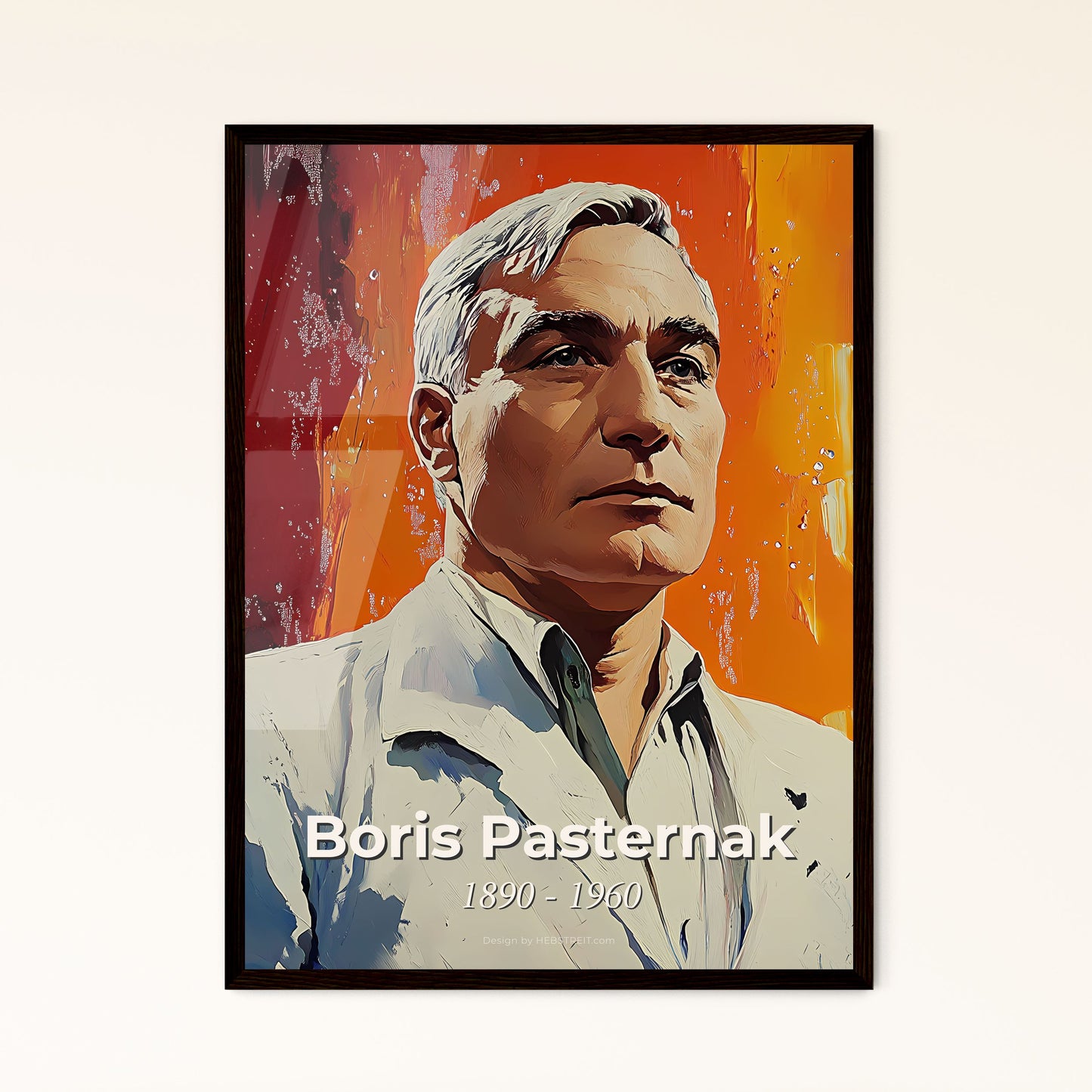 Portrait of Boris Pasternak, 1890 - 1960. Impressionistic painting of a man in a white coat.