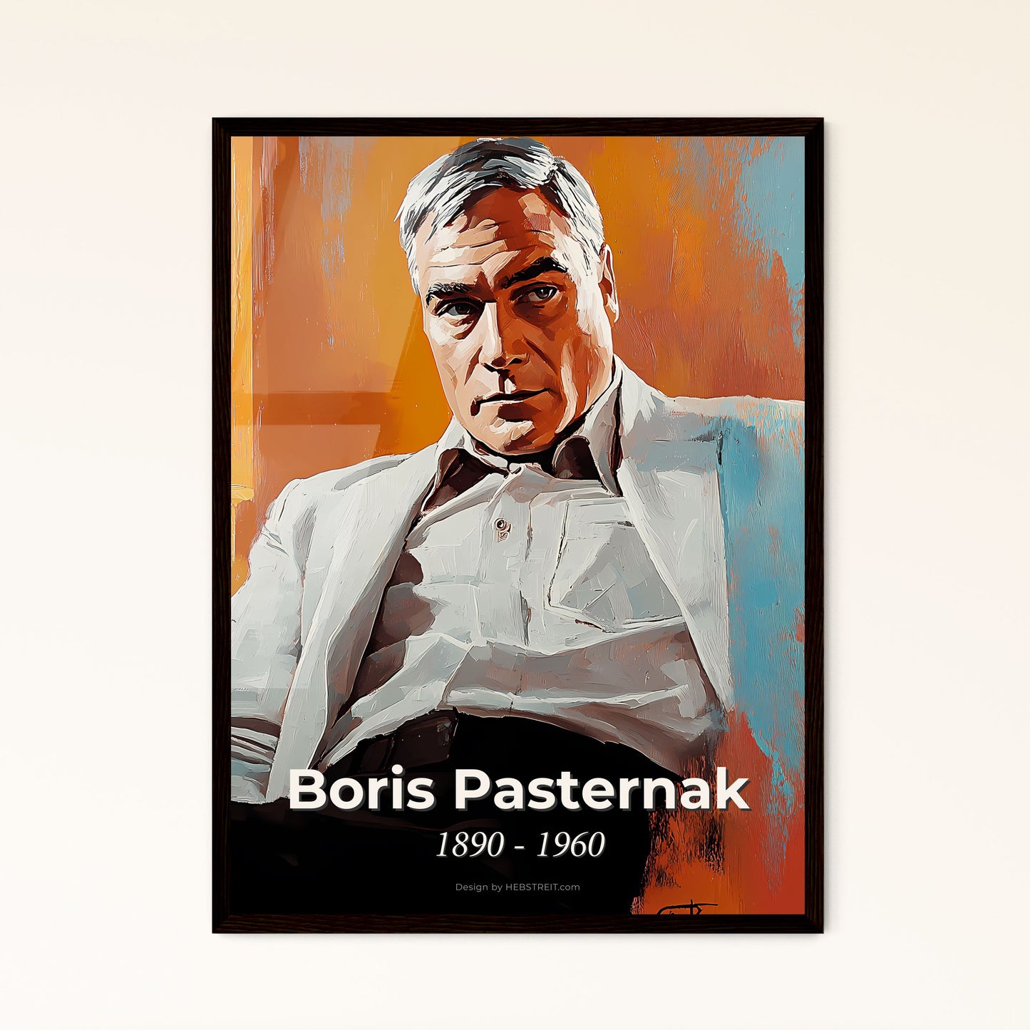 Portrait of Boris Pasternak, 1890 - 1960. Impressionistic painting of a man sitting in a chair.