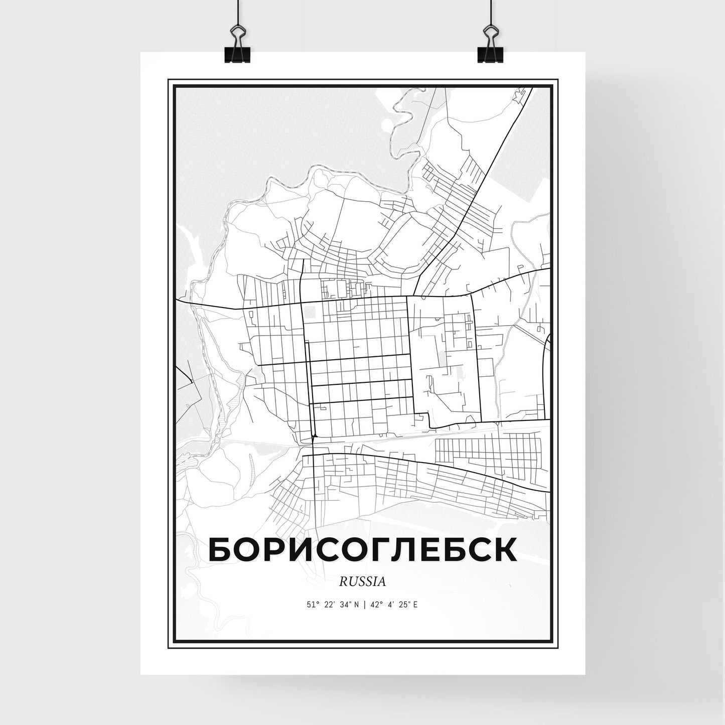 Borisoglebsk Russia - Premium City Map Poster