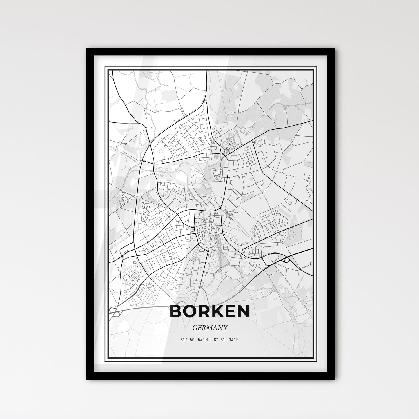 Borken Germany - Scandinavian Style City Map for Modern Home Decor