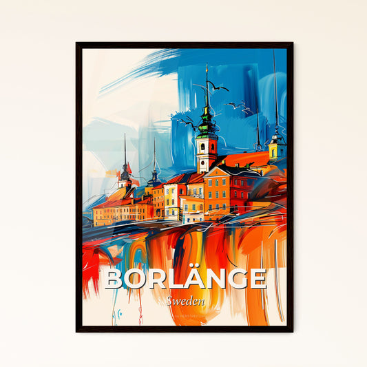 Vibrant Borlänge, Sweden - A Painting Of A Building