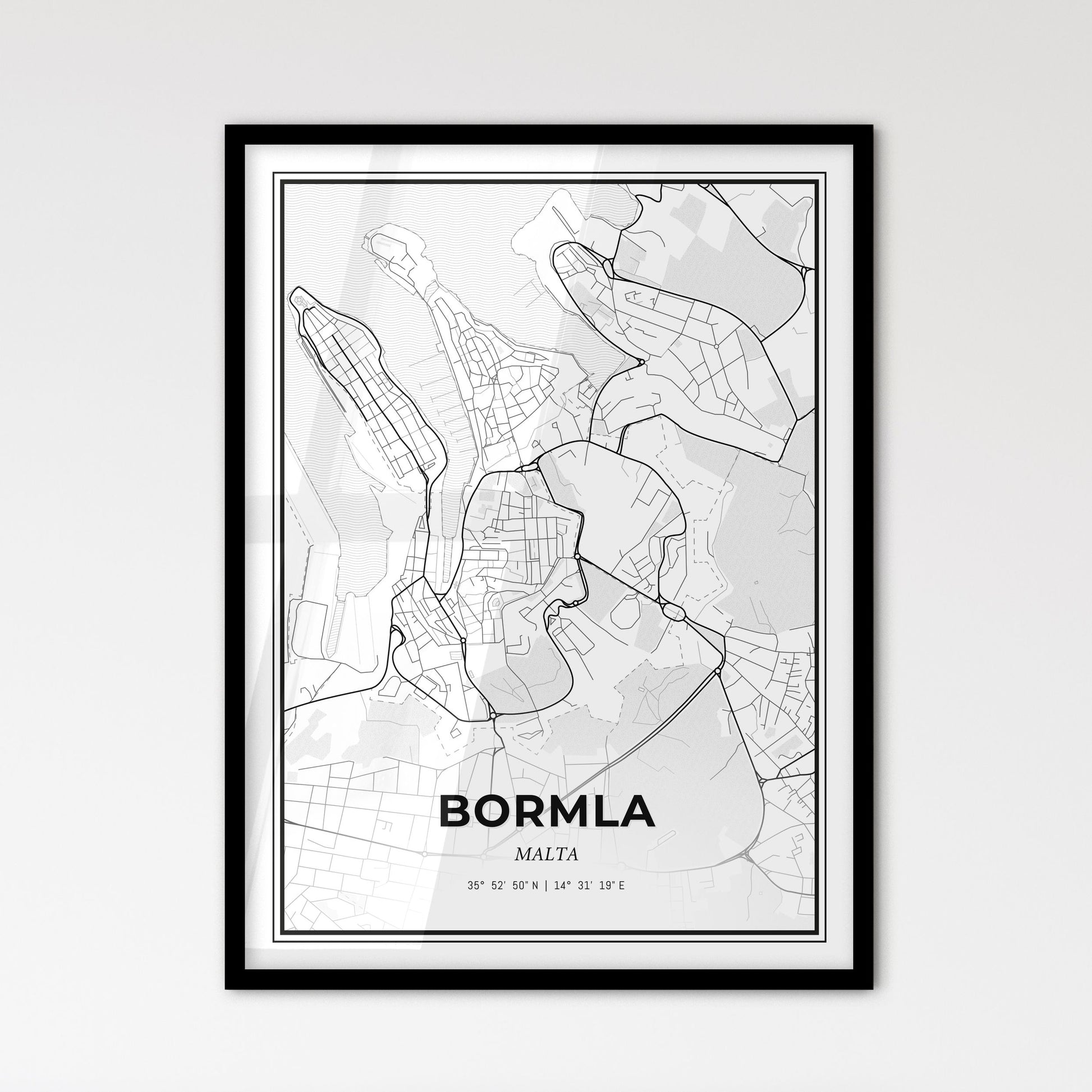 Bormla Malta - Scandinavian Style City Map for Modern Home Decor