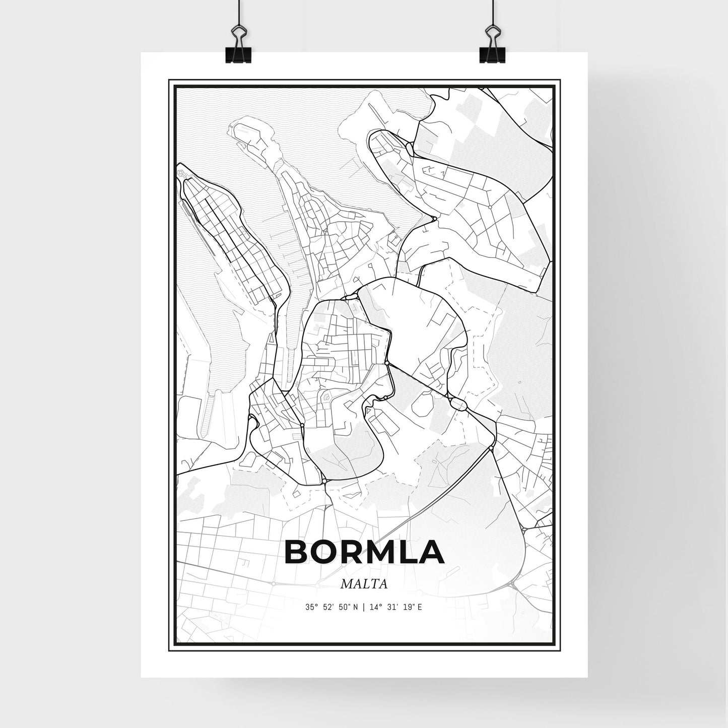 Bormla Malta - Premium City Map Poster