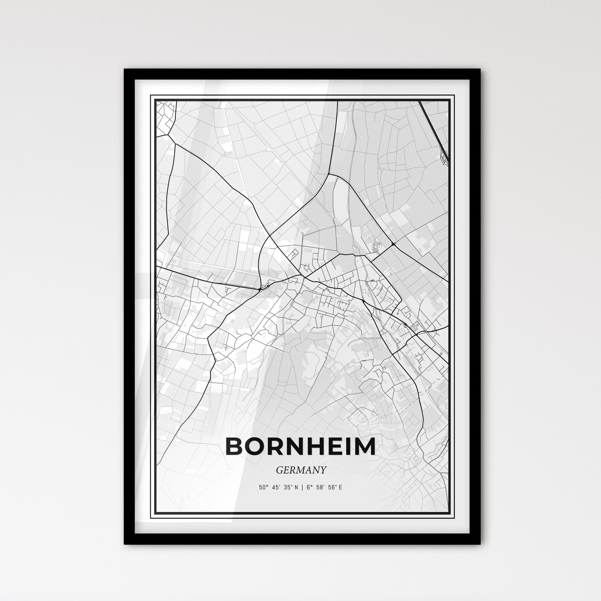 Bornheim Germany - Scandinavian Style City Map for Modern Home Decor