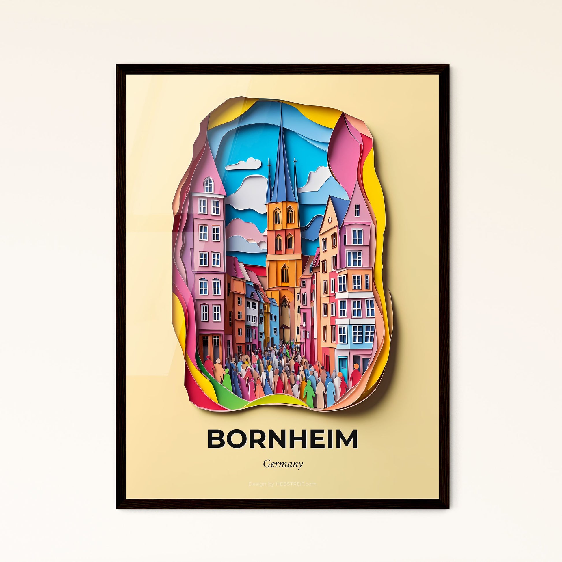 Vivid Bornheim, Germany - a paper cut of a city with a church