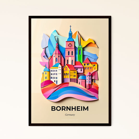 Vivid Bornheim, Germany - a paper cut of a city with a clock tower