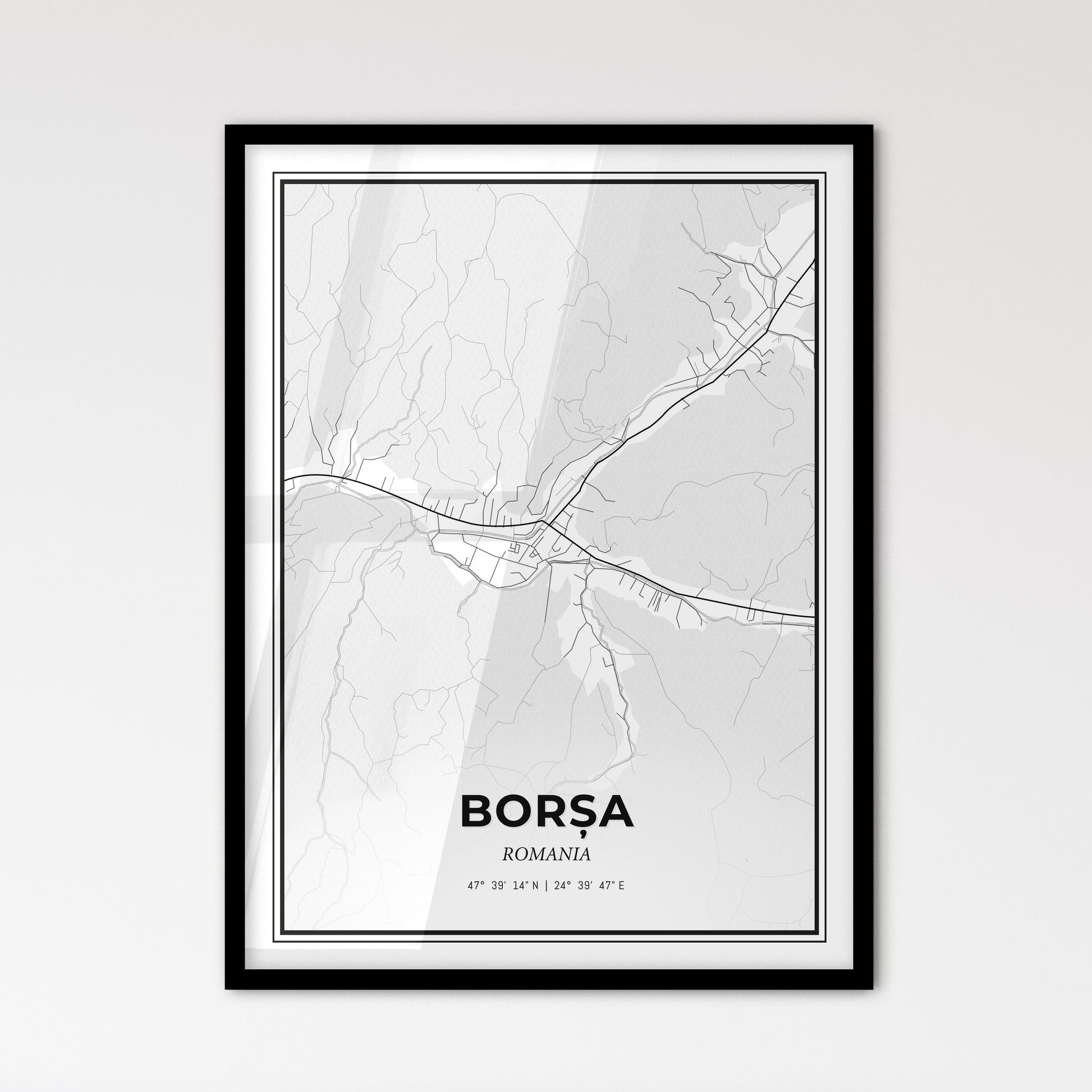 Borșa Romania - Scandinavian Style City Map for Modern Home Decor