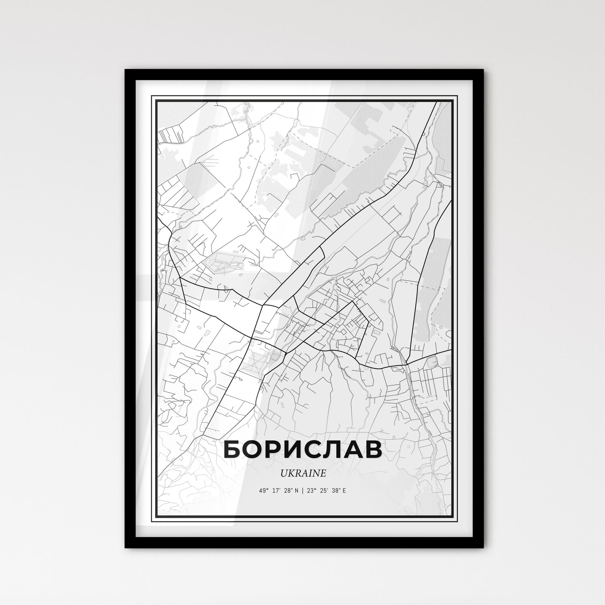 Boryslav Ukraine - Scandinavian Style City Map for Modern Home Decor