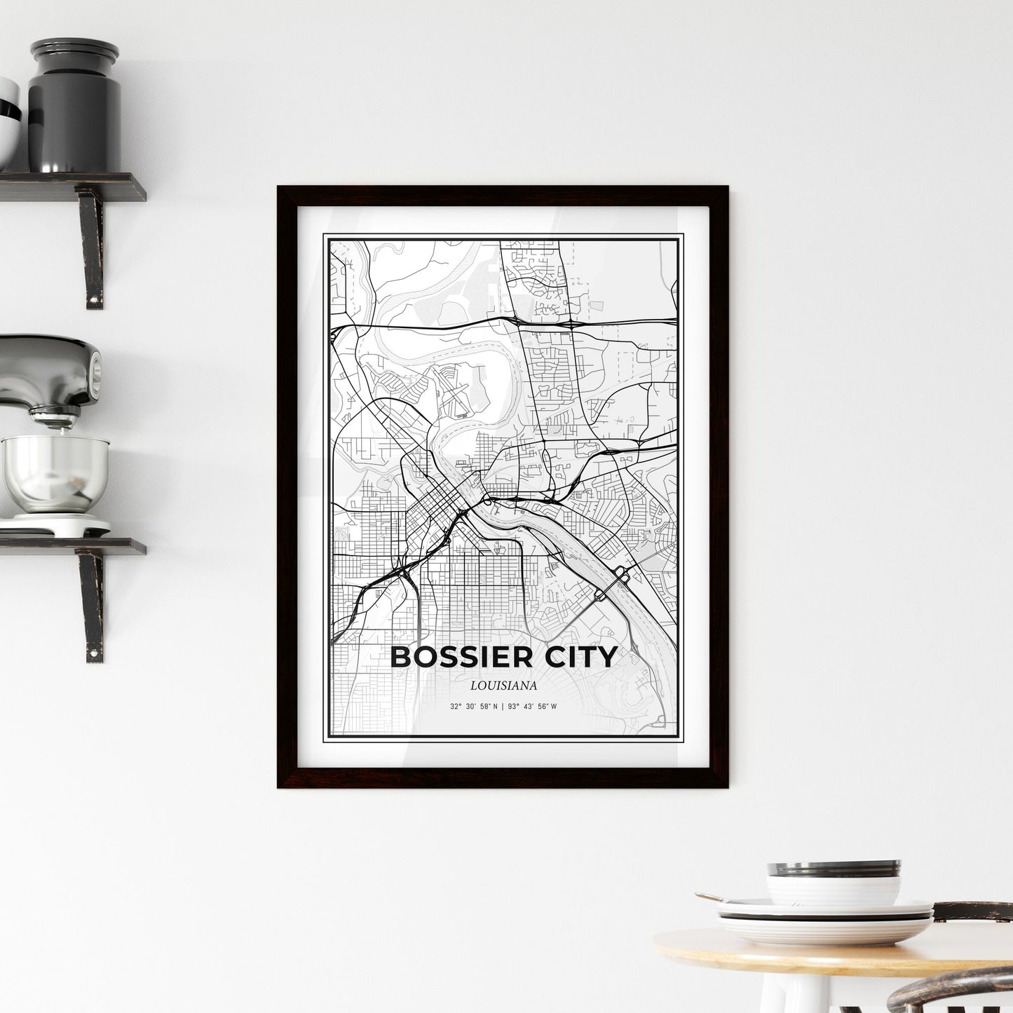 Bossier City Louisiana - Minimal City Map