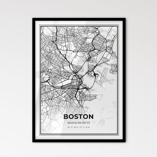 Boston Massachusetts - Scandinavian Style City Map for Modern Home Decor