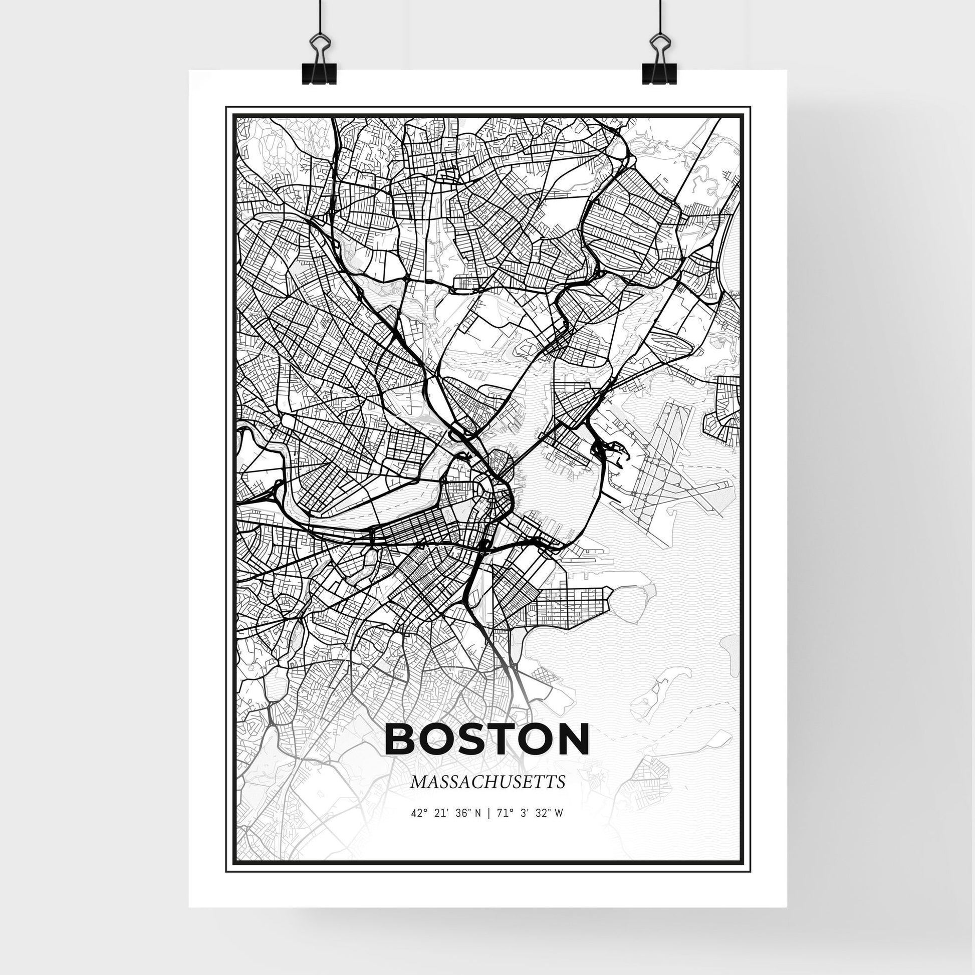 Boston Massachusetts - Premium City Map Poster