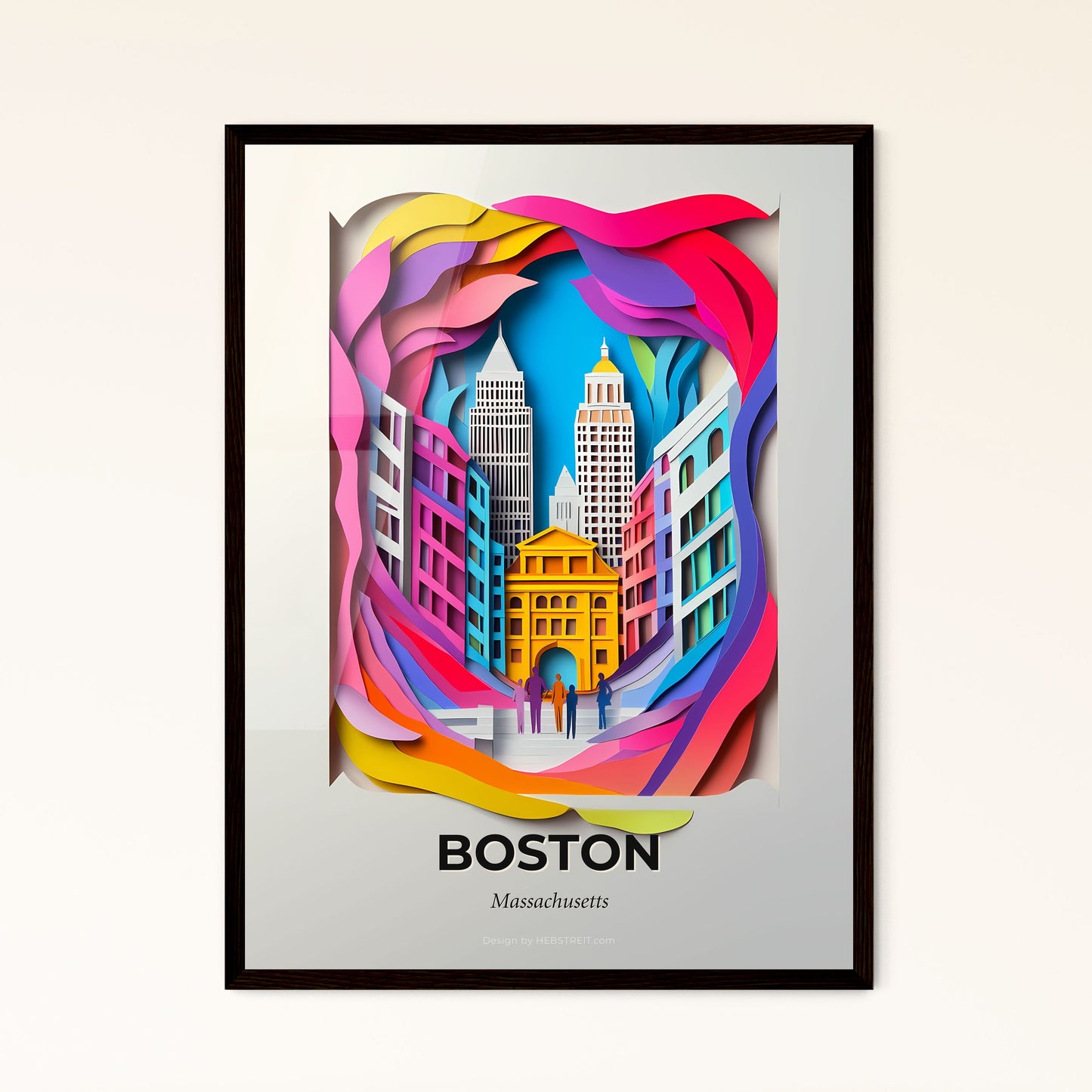 Vivid Boston, Massachusetts - a paper cut of a city with a building