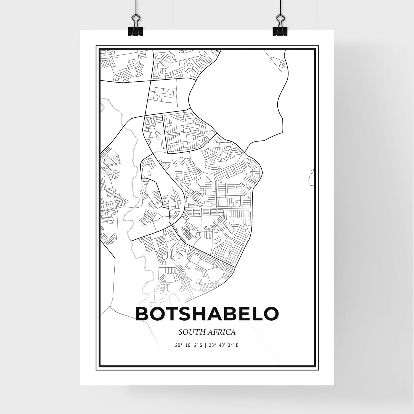 Botshabelo South Africa - Premium City Map Poster