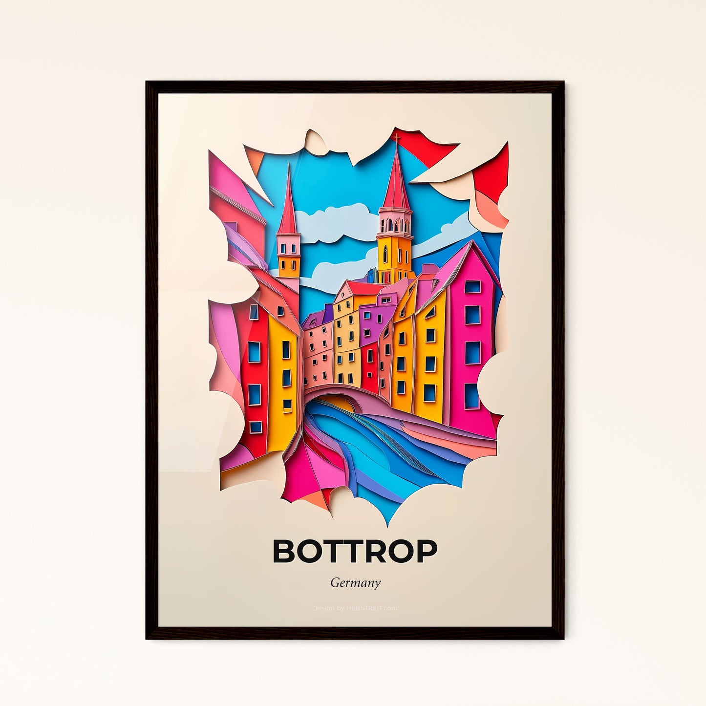 Vivid Bottrop, Germany - a paper cut of a city with a bridge