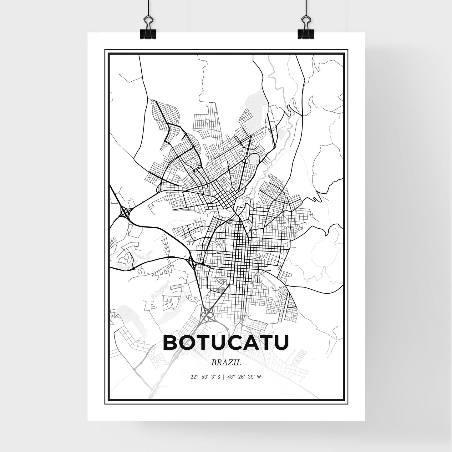 Botucatu Brazil - Premium City Map Poster