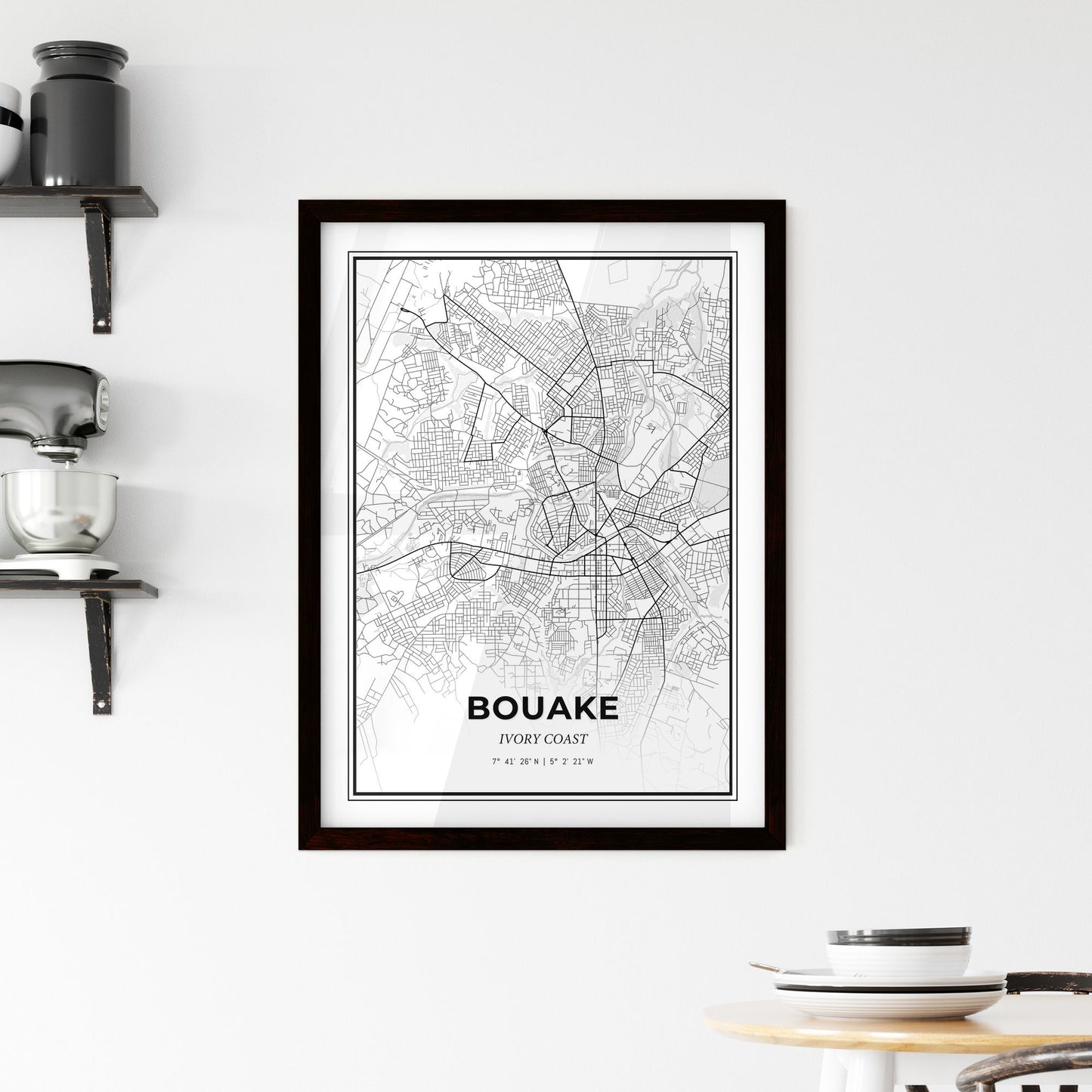 Bouake Ivory Coast - Minimal City Map