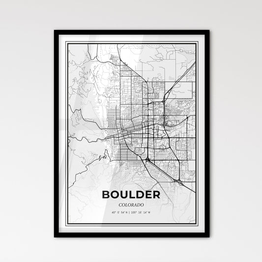 Boulder Colorado - Scandinavian Style City Map for Modern Home Decor