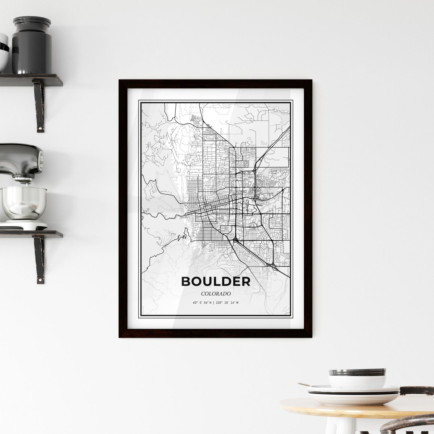 Boulder Colorado - Minimal City Map