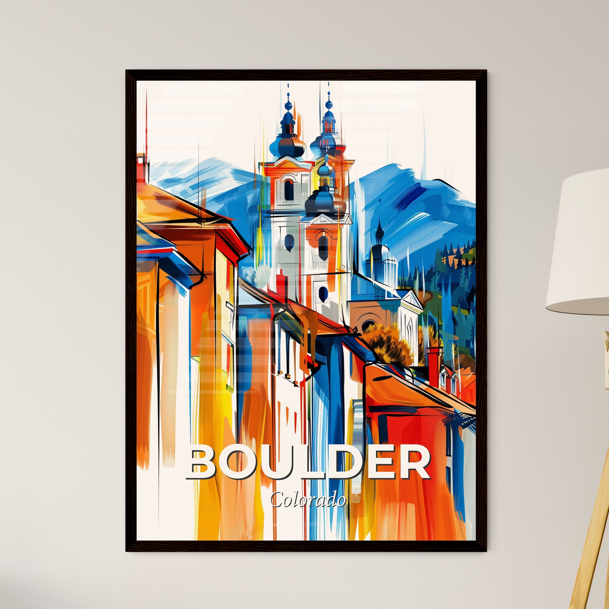 Vibrant Boulder, Colorado - A Painting Of A Building With A Steeple