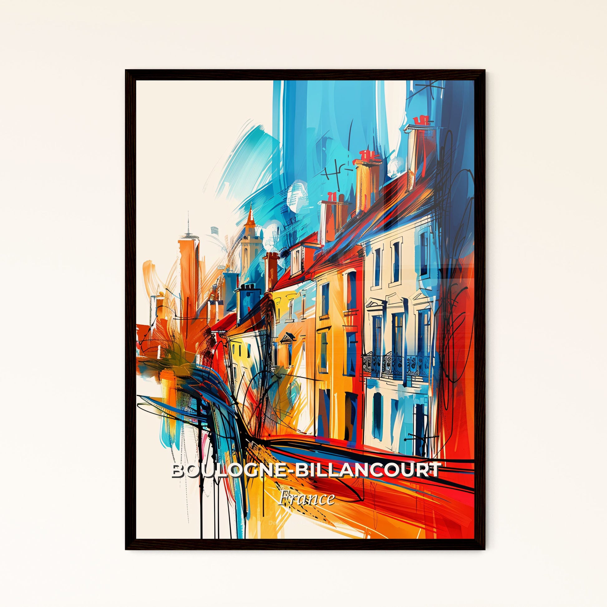 Vibrant Boulogne-Billancourt, France - A Colorful Painting Of Buildings