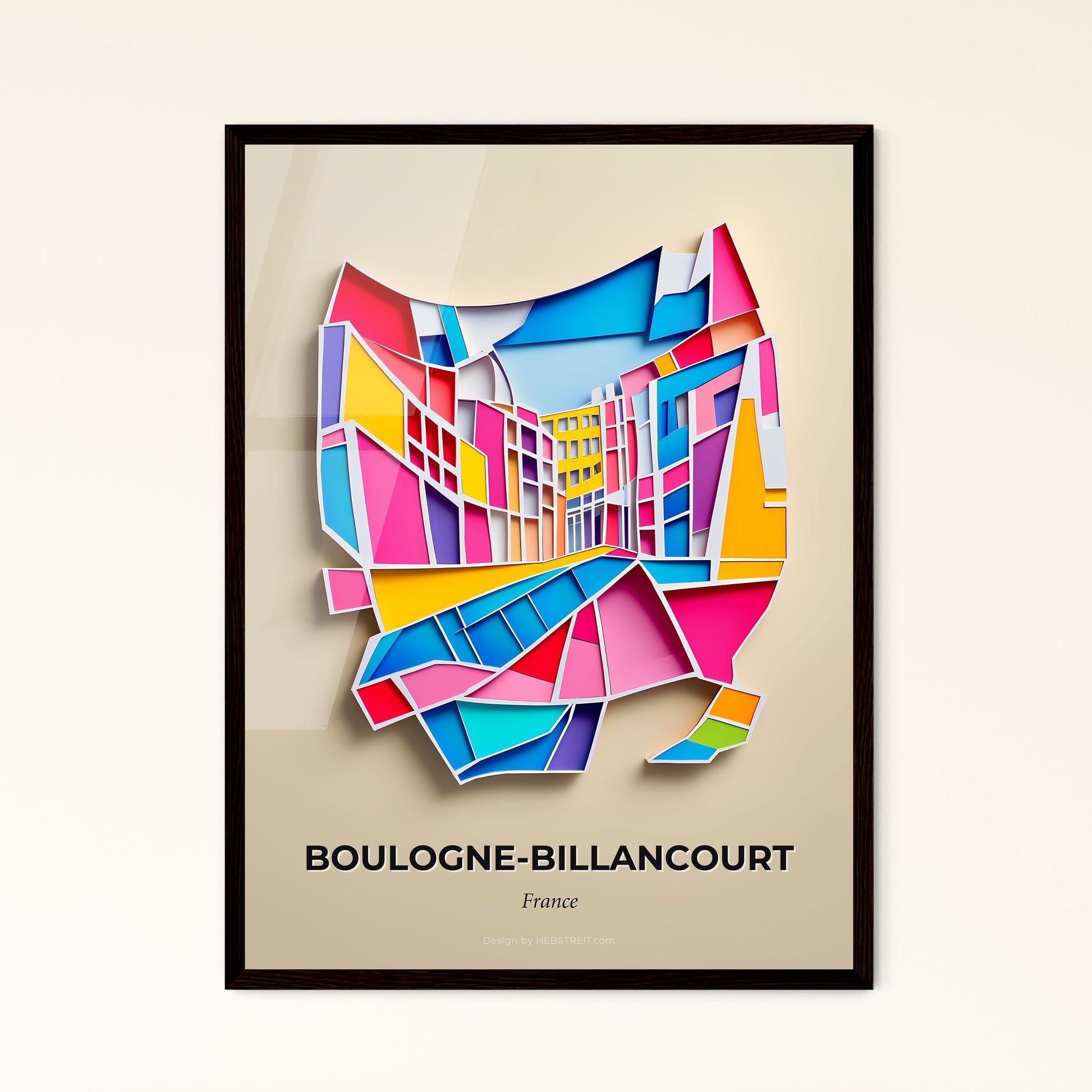 Vivid Boulogne-Billancourt, France - a colorful cityscape cut out of paper