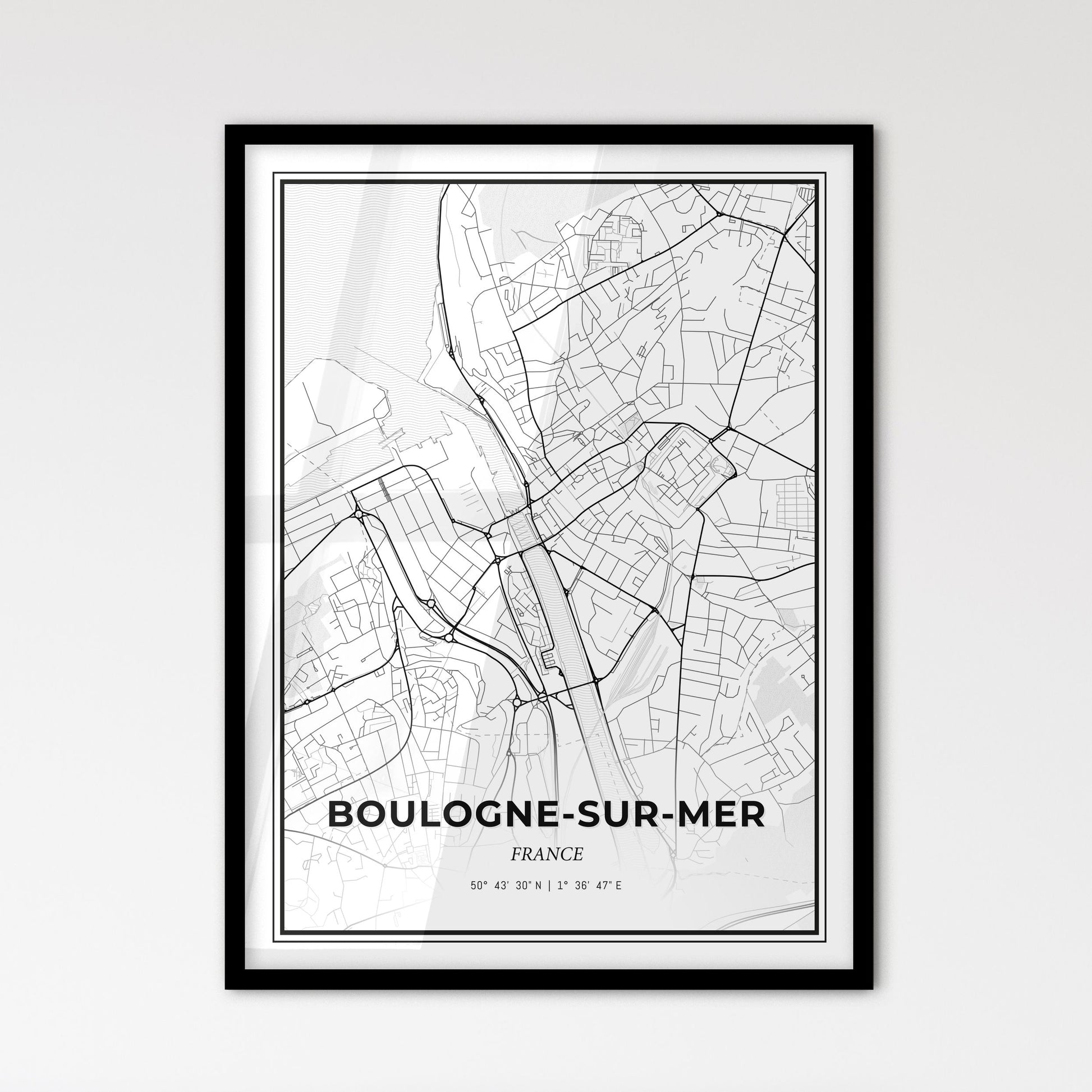 Boulogne-sur-Mer France - Scandinavian Style City Map for Modern Home Decor