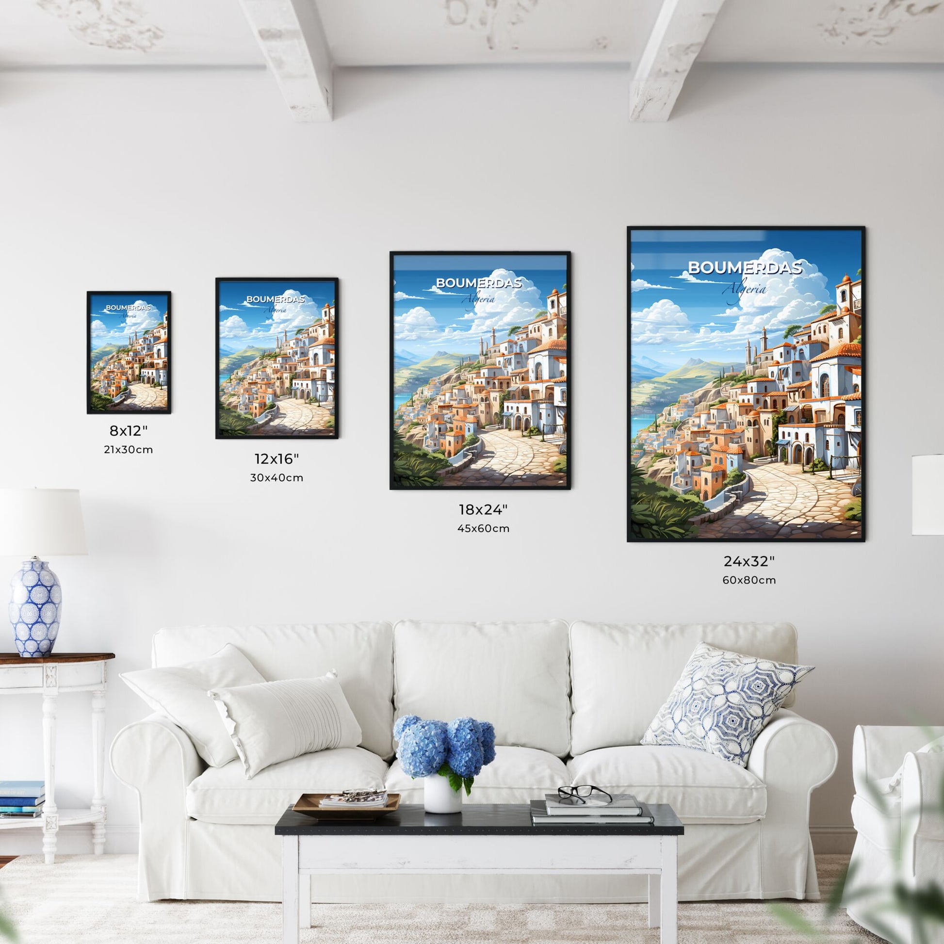 Modern Boumerdas Algeria Skyline Painting Art City Hill Town Vibrant Cartoon Default Title