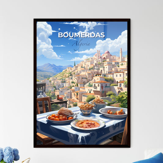 Vibrant Painting of Boumerdas Algeria Skyline with Table of Food Default Title