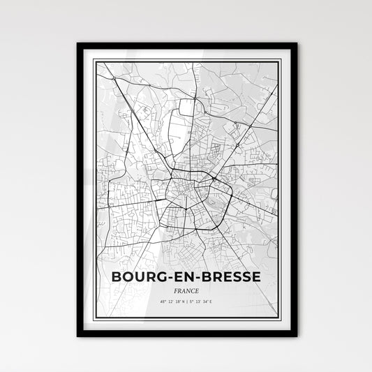 Bourg-en-Bresse France - Scandinavian Style City Map for Modern Home Decor